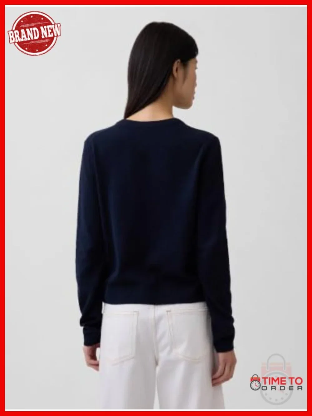 Women's Cashsoft Cropped Cardigan Long Sleeve Cotton Blend Knit - Picture 2 of 4